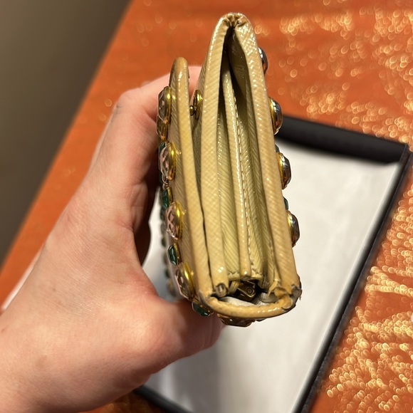 RARE Prada Saffiano Vernic Talco Studded Wallet 1M1132 - Picture 8 of 9